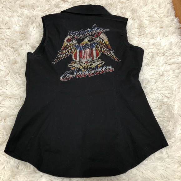 Harley Davidson zip up patriotic sleeveless Amazing top. NWT! Freedom Eagle #1❤️ - Picture 5 of 15